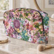 Vintage paarse bloemige roze patroon monogram