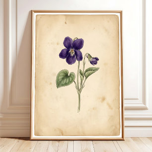 Vintage Paarse Muur Kunst Ingelijste Print
