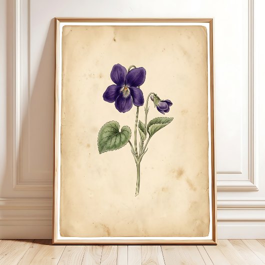 Vintage Paarse Muur Kunst Ingelijste Print