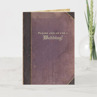 Vintage paarse opvouwbare huwelijksuitnodiging in 