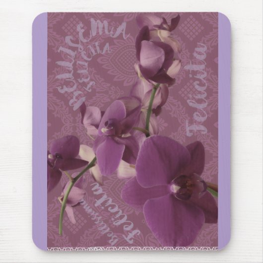 Vintage paarse orchidee muismat (Voorkant)
