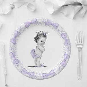 Vintage Paarse Prinses Baby Shower Papieren Bordje