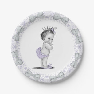 Vintage Paarse Prinses Baby Shower Papieren Bordje