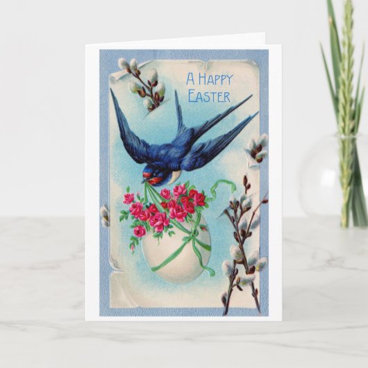 Vintage Paas Swarrow Ei Bloem Kaart (Voorkant)
