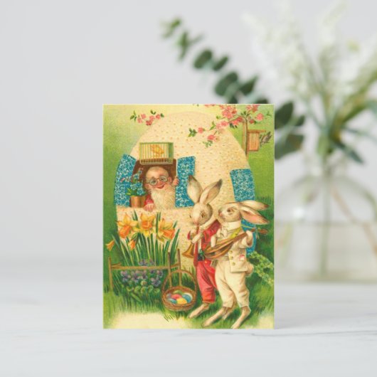 Vintage paasbunny Briefkaart (Staand voorkant)