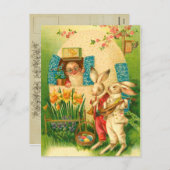 Vintage paasbunny Briefkaart (Voorkant / Achterkant)