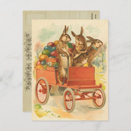 Vintage paasbunny Briefkaart (Voorkant / Achterkant)