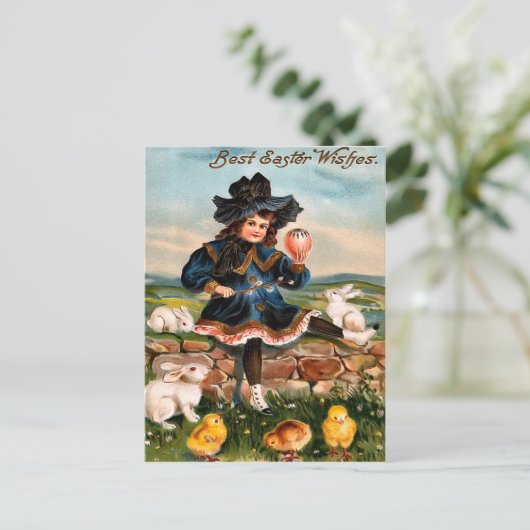 Vintage paasbunny Briefkaart (Staand voorkant)