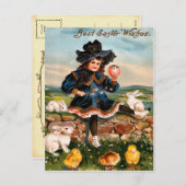 Vintage paasbunny Briefkaart (Voorkant / Achterkant)