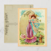 Vintage paasbunny Briefkaart (Voorkant / Achterkant)