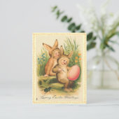 Vintage paasbunny Briefkaart (Staand voorkant)