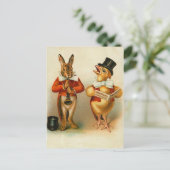 Vintage paasbunny Briefkaart (Staand voorkant)