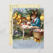 Vintage paasbunny Briefkaart (Voorkant / Achterkant)