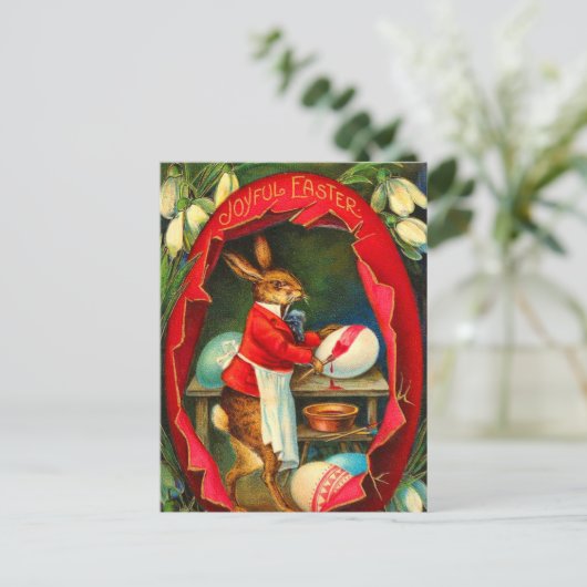 Vintage paasbunny Briefkaart (Staand voorkant)