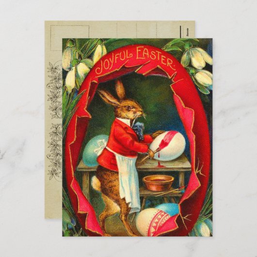 Vintage paasbunny Briefkaart (Voorkant / Achterkant)