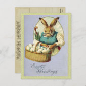 Vintage paasbunny Briefkaart (Voorkant / Achterkant)