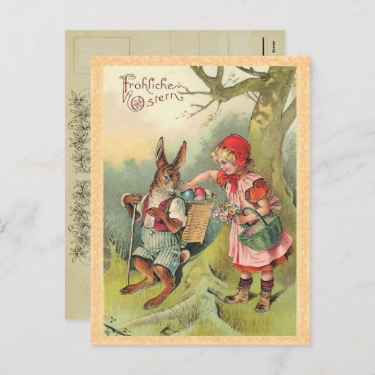 Vintage paasbunny Briefkaart (Voorkant / Achterkant)