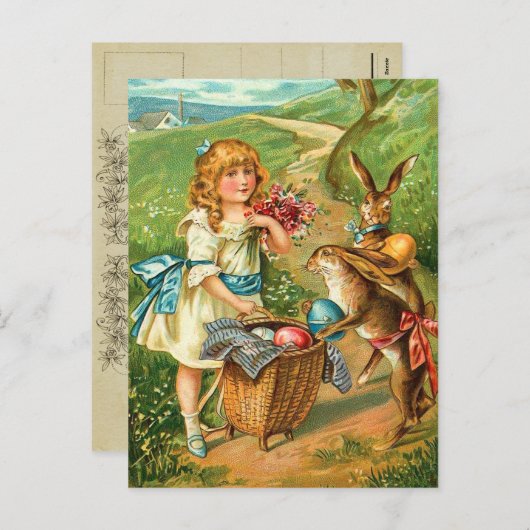 Vintage paasbunny Briefkaart (Voorkant / Achterkant)
