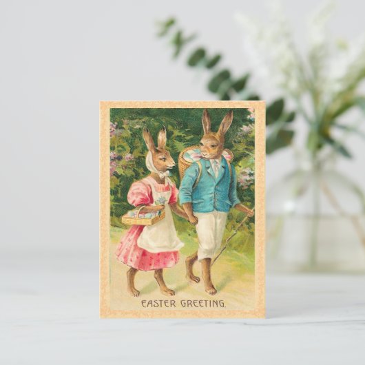 Vintage paasbunny Briefkaart (Staand voorkant)