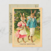 Vintage paasbunny Briefkaart (Voorkant / Achterkant)