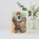 Vintage paasbunny Briefkaart (Staand voorkant)