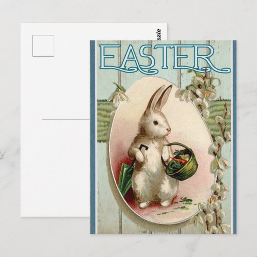 Vintage paasbunny Briefkaart (Voorkant / Achterkant)