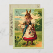 Vintage paasbunny Briefkaart (Voorkant / Achterkant)