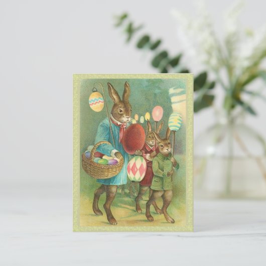 Vintage paasbunny Briefkaart (Staand voorkant)