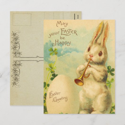 Vintage paasbunny Briefkaart (Voorkant / Achterkant)