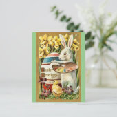 Vintage paasbunny Egg Artist Briefkaart (Staand voorkant)