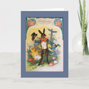 Vintage paasbunny Wenskaart Feestdagen Kaart