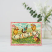 Vintage Paaseieren Feestdagenkaart (Staand voorkant)