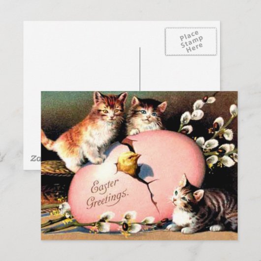 Vintage - Paasgroet Briefkaart voor feestdag (Voorkant / Achterkant)