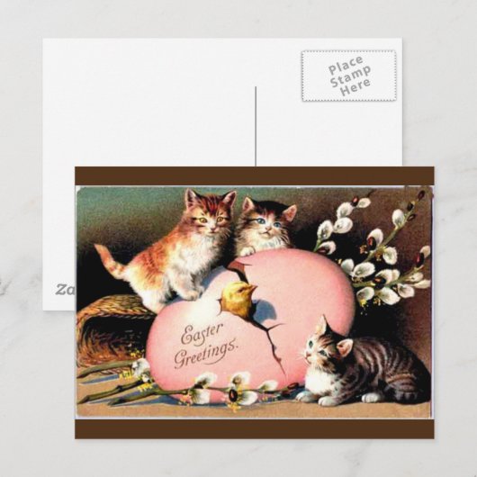 Vintage - Paasgroet Briefkaart voor feestdag (Voorkant / Achterkant)