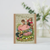 Vintage paasgroet Kinderen en eieren Briefkaart (Staand voorkant)