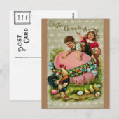 Vintage paasgroet Kinderen en eieren Briefkaart (Voorkant / Achterkant)