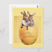 Vintage paasgroeten Bunny Rabbit Briefkaart (Voorkant / Achterkant)