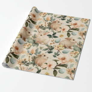 Vintage Paashaas Bloemen (4) Cadeaupapier