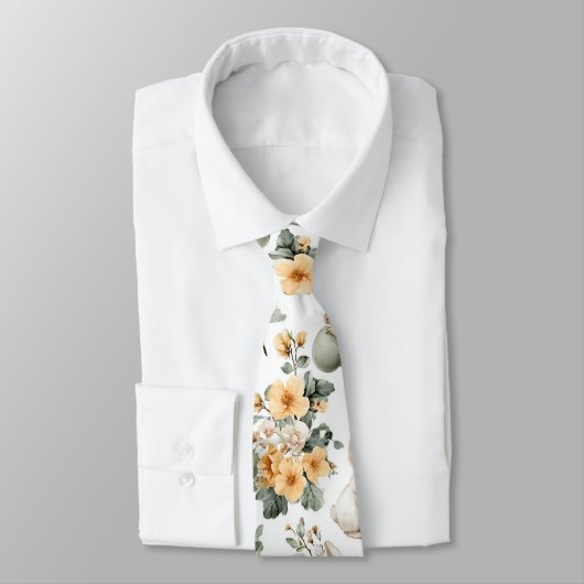 Vintage Paashaas Bloemen (4) Stropdas (Gebonden)