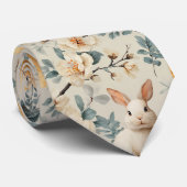Vintage Paashaas Bloemmotief (5)  Stropdas (Opgerold)