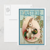Vintage Paashaas Feestdagenkaart (Voorkant / Achterkant)