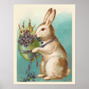 Vintage Paashaas met Groen Ei Poster