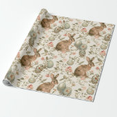Vintage Paashaas Toile Cadeaupapier (Uitgerold)