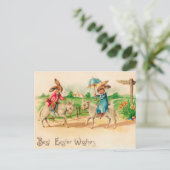 Vintage paaskonijnenkonijnengeleiders groet briefkaart (Staand voorkant)