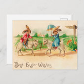 Vintage paaskonijnenkonijnengeleiders groet briefkaart (Voorkant / Achterkant)