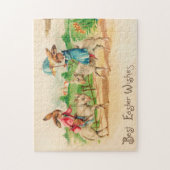 Vintage paaskonijnenkonijnengeleiders groet legpuzzel (Verticaal)