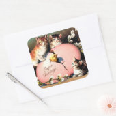 Vintage - paasvergrotingen , vierkante sticker (Envelop)