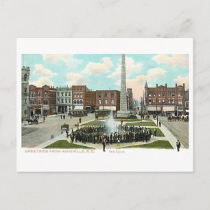 Vintage Pack Square, Asheville, North Carolina Briefkaart
