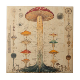 Vintage Paddenstoel Botanische Grafiek (11) Tegeltje