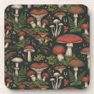 Vintage Paddenstoelen Bos Botanisch Bier Onderzetter